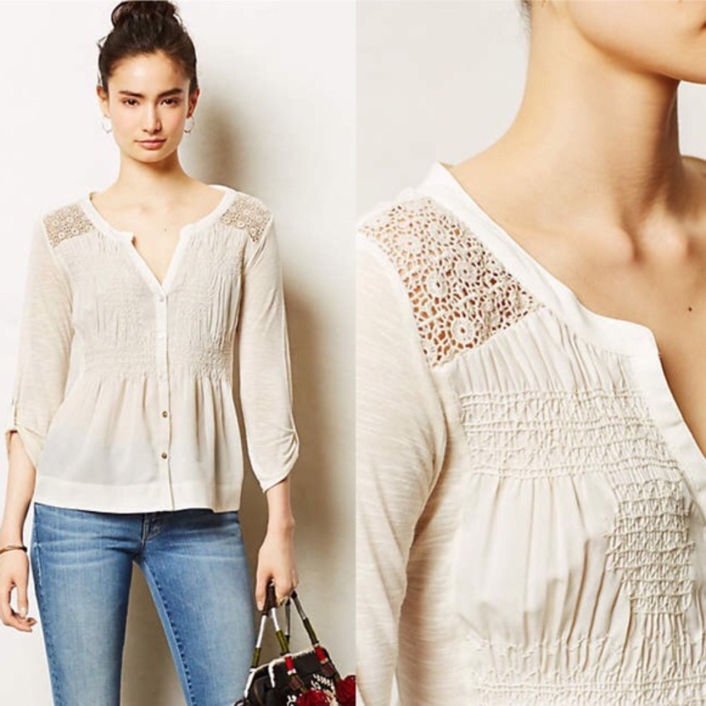 Anthropologie MEADOW RUE Eiley Button Down Black